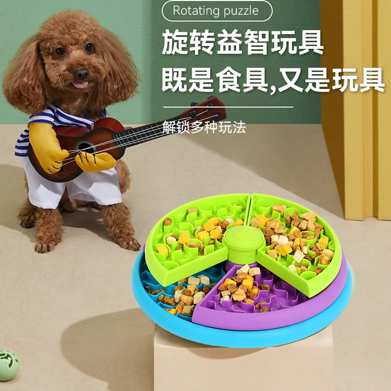 Amazon Новая миска для медленной еды для домашних животных Анти-удушье Миска для кошек Раковина для собак Кормушка для головоломок Здоровый питомец Вращающийся игровой диск