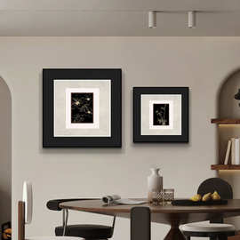 现代简约餐厅装饰画黑白极简餐桌墙面壁画高级感抽象卧室客厅挂画