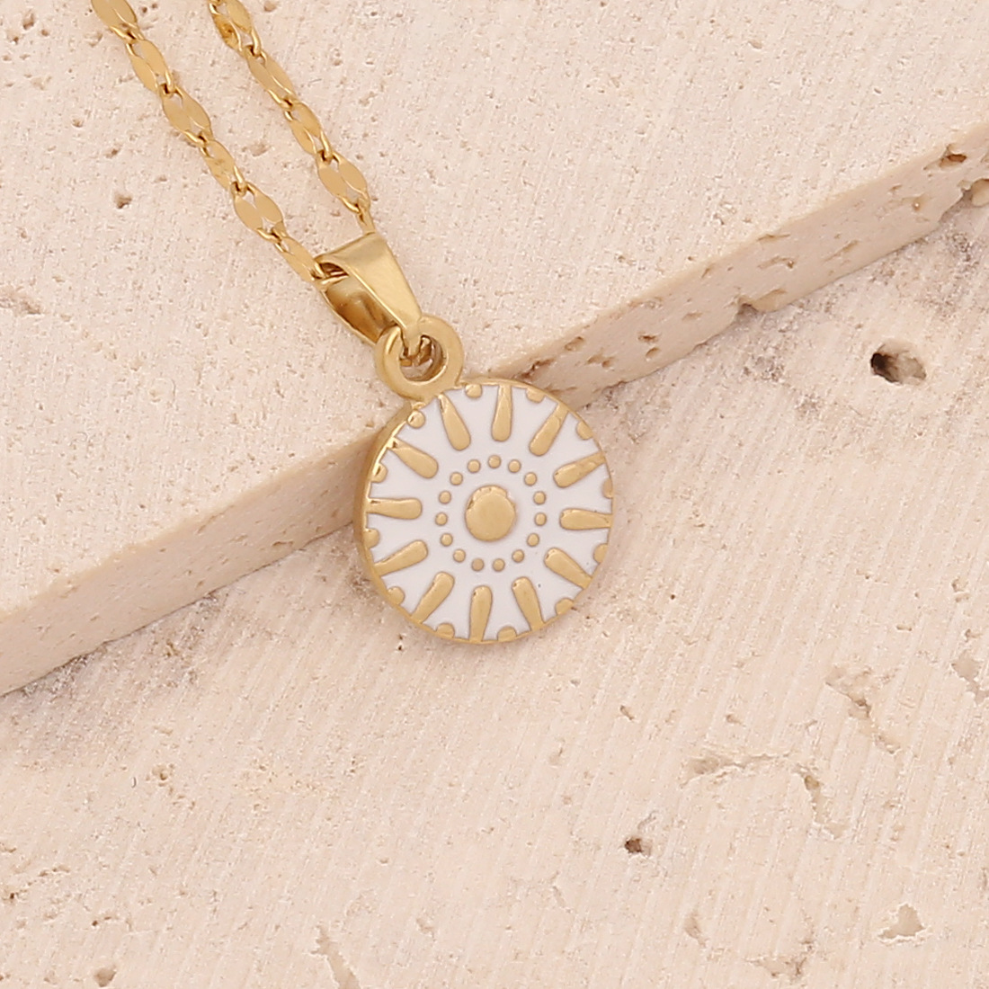 Fashion Cross Water Droplets Heart Shape Stainless Steel Inlay Artificial Gemstones Pendant Necklace