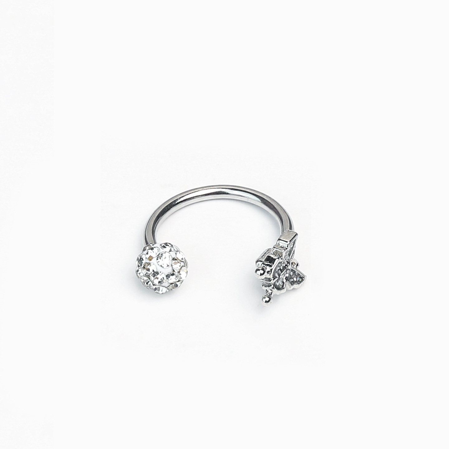 Fine Glitter Silver Butterfly Lip Ring C-Ring D-Ring Sparkling Mud Ball Ear Bone Ring Lip Stud Hot Girl Style Piercing Jewelry detail image 7
