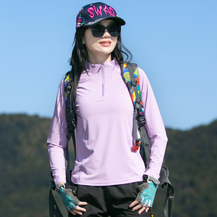 Outdoor Quick-Drying Clothing Women's Long-Sleeved Tops Sweat-Absorbent Elastic Breathable Running Sports Hiking Mountaineering Sun Protection Quick-Drying T-Shirt