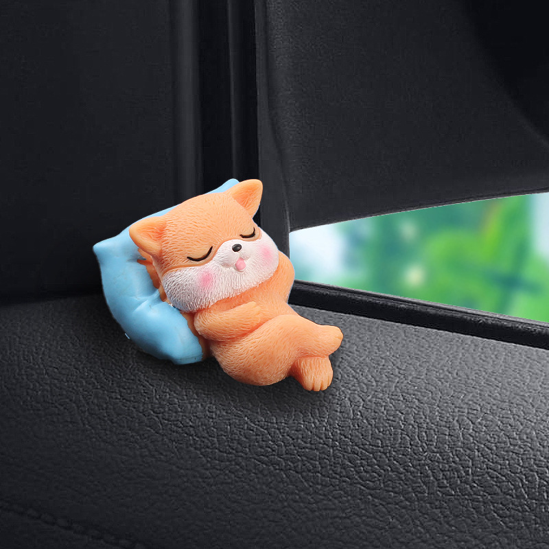 Serie de pequeños animales para dormir, decoración de coche, lindo coche de dibujos animados, consola central, accesorios de escritorio