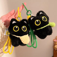 吱吱叫黑猫钥匙扣挂件可爱毛绒公仔包包挂饰diy手工创意精品配饰