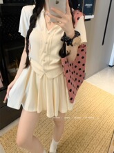 甜美减龄短袖t恤上衣高腰阔腿休闲裙裤女2025夏季新款时尚套装潮