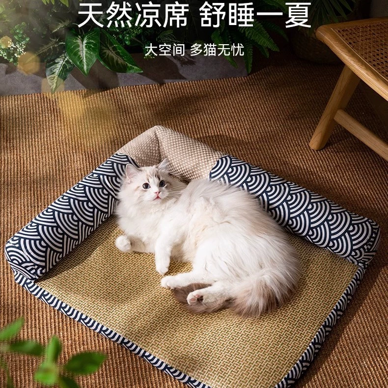Собадка Новая летняя крутая гнездо и ветер в японском стиле, сизаль, крутая съемная и моющаяся угловая четырехсезонная Подушка, коврик из ротанга, подушка для кошек