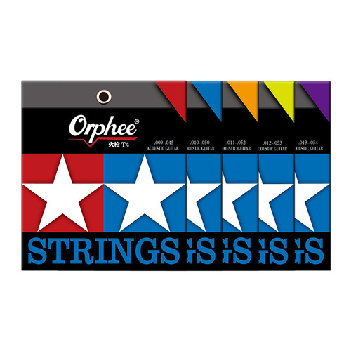 Orphee string gun T series double-coated, rust-proof phosphor bronze set of 6 folk guitar strings