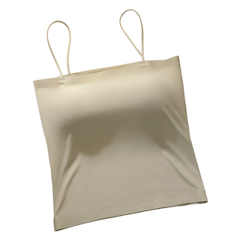 Seda de hielo belleza espalda camisola ropa interior de las mujeres anti-Exposición con almohadilla en el pecho sujetador de ropa interior de una pieza sin costuras verano