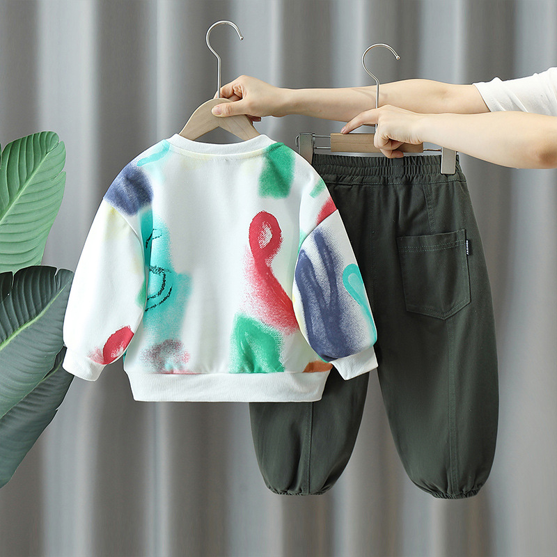 5773 Traje de otoño para niños 2025 nueva ropa deportiva para niños de otoño hermosa chaqueta coreana para niños de primavera y otoño