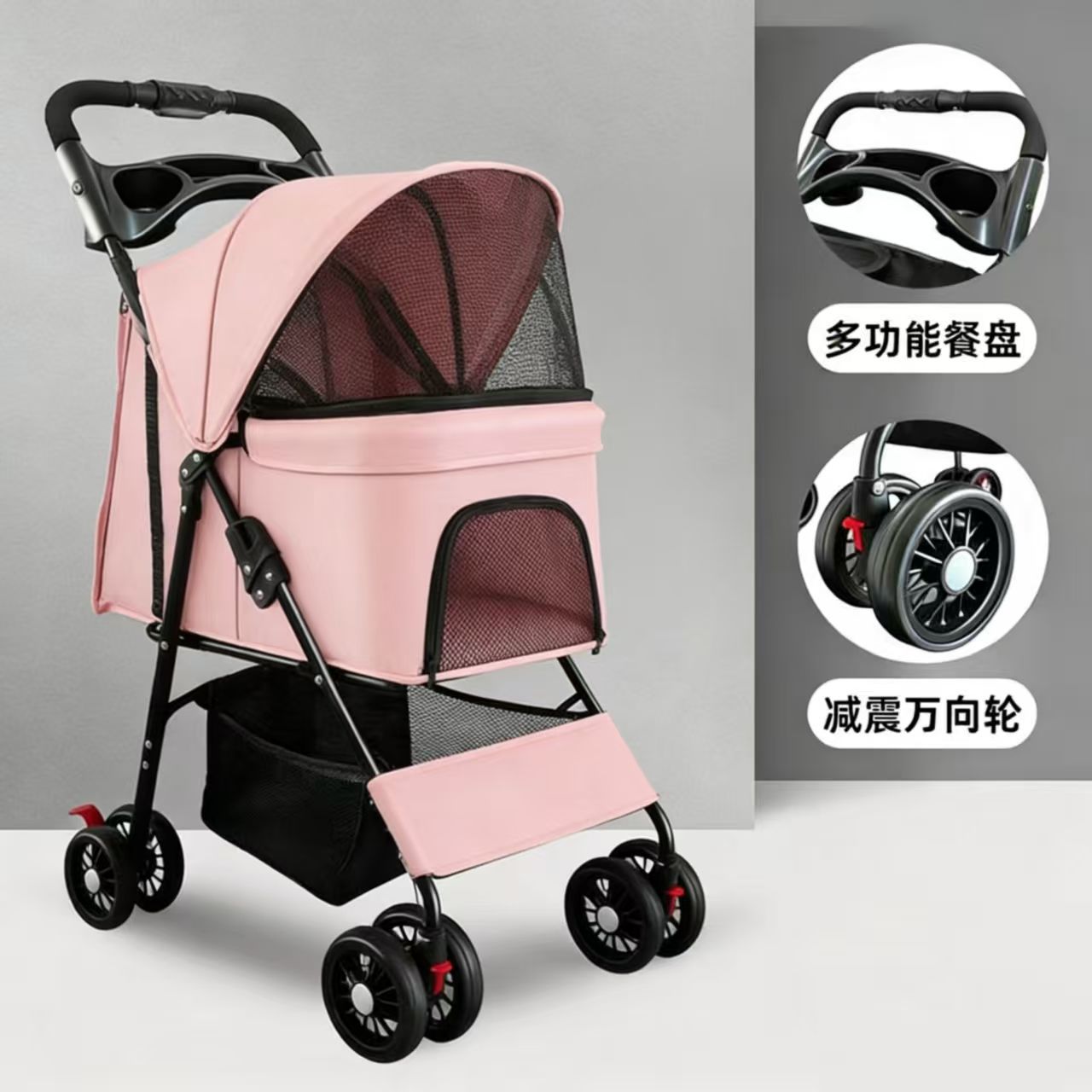 Cochecito Plegable para Mascotas de Metal, Plegable, para Exteriores