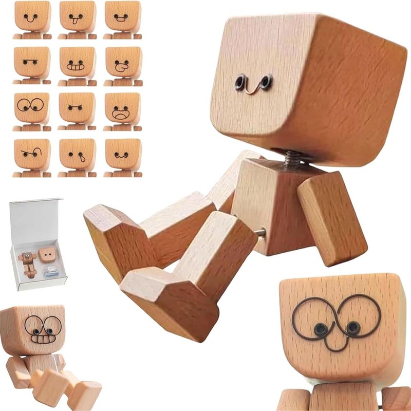 跨境 Shaking Feet Wooden Doll 木头人汽车装饰摆件摇摆晃动木头|undefined