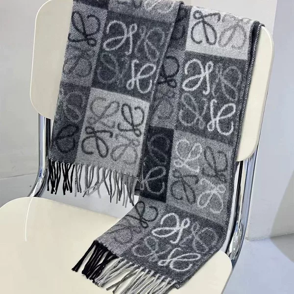 Luojia Checkerboard Plaid Double-Sided Wool Cashmere Scarf for Women 2025 New Accessible Luxury High-End Scarf and Shawl Dual-Use