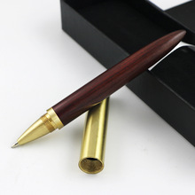 现货批发黄铜实木U盘签字笔商务办公檀木质中性笔红木广告礼品笔
