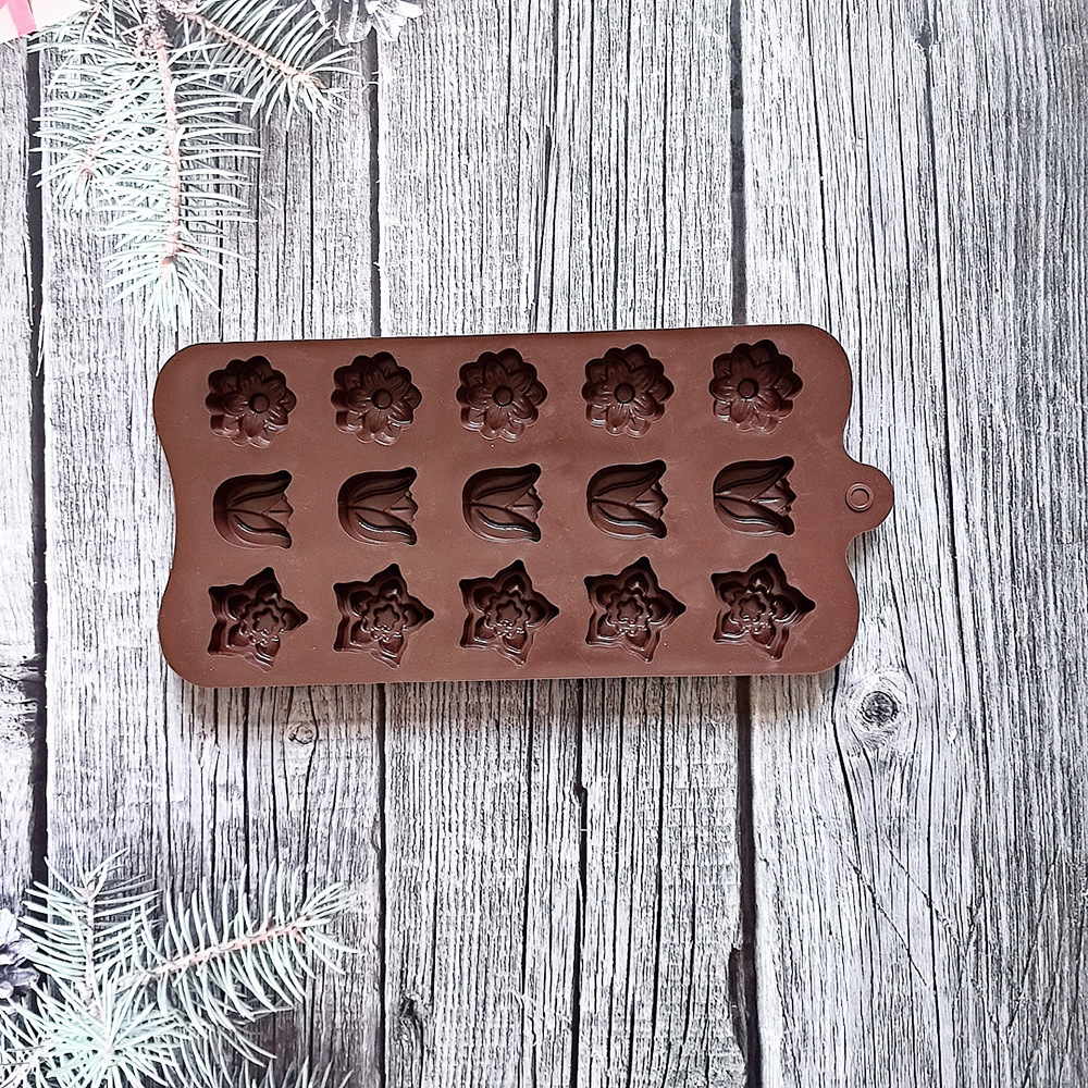 15 3 tipos de chocolate tulipas 680 molde de silicona dulces pudín molde de postre pastel para hornear