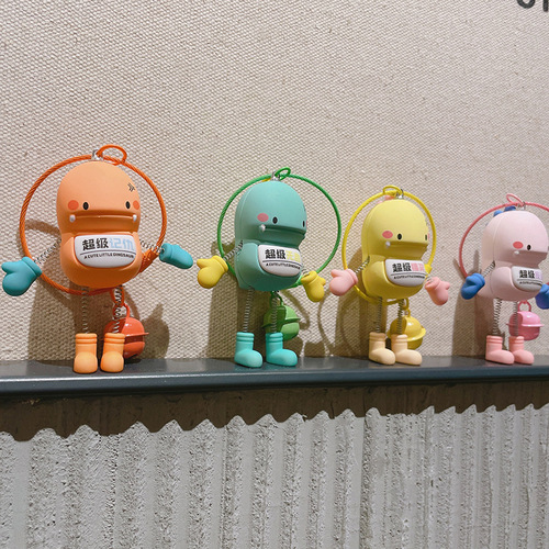 Creative Acrylic Spring Dinosaur Keychain for Women Cute and Exquisite Car Key Chain Bag Pendant Small Gift Wholesale