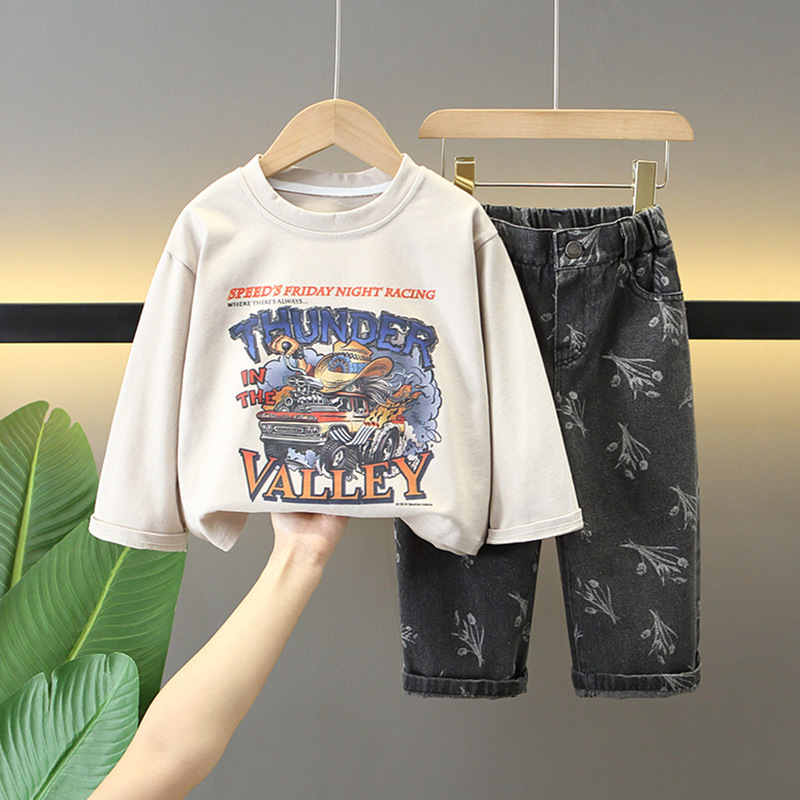 6339 Traje de otoño para niños 2025 nuevo estilo rufián guapo ropa para niños pequeños y medianos ropa casual de primavera y otoño marea de niños