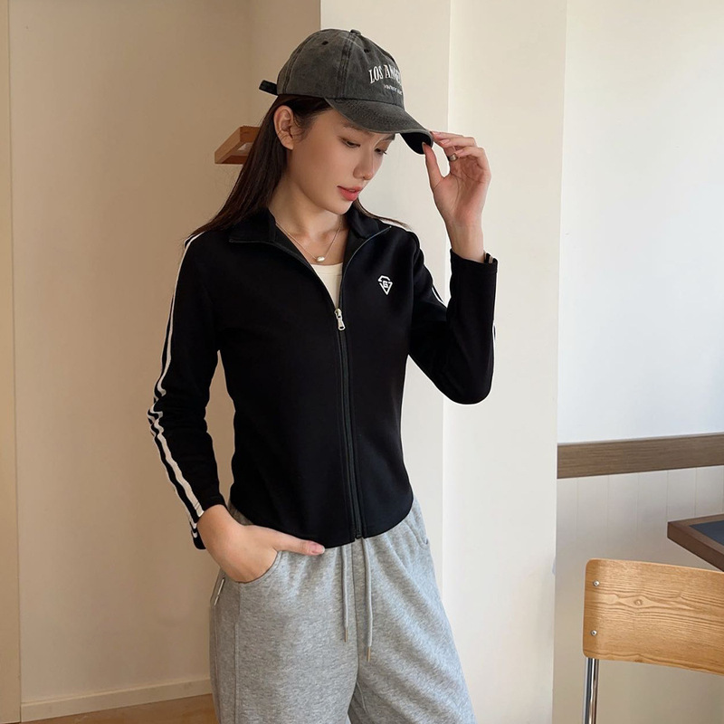轻盈舒适~蓄暖保温百搭显瘦上衣女秋季设计感立领瑜伽外套F877|undefined