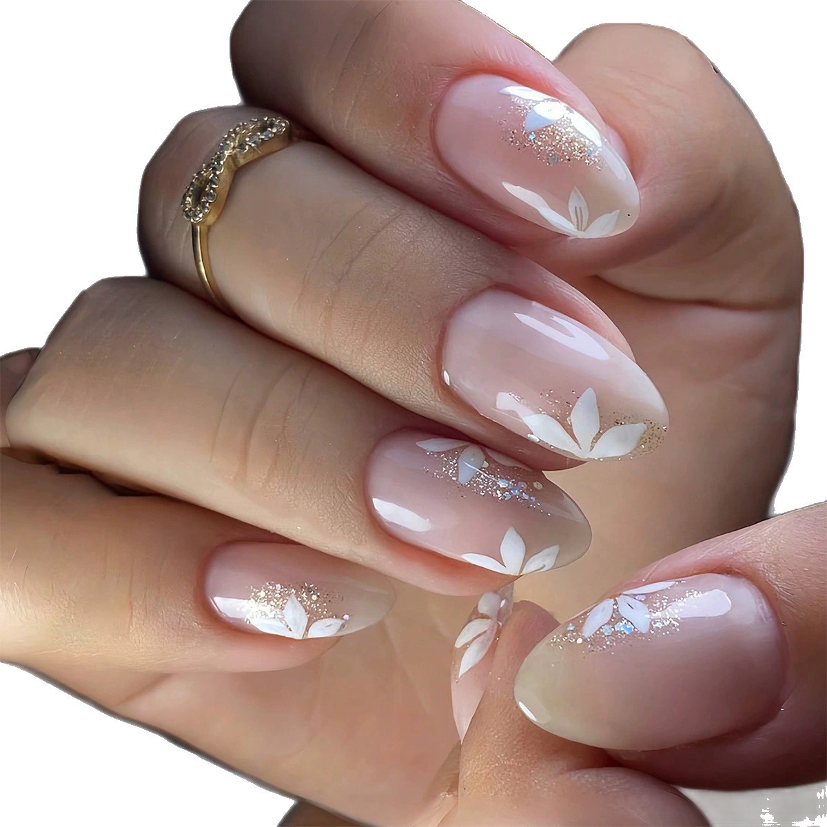 Uña de almendra desmontable negra borde francés minimalista moda manicura falsa parche de uñas al por mayor