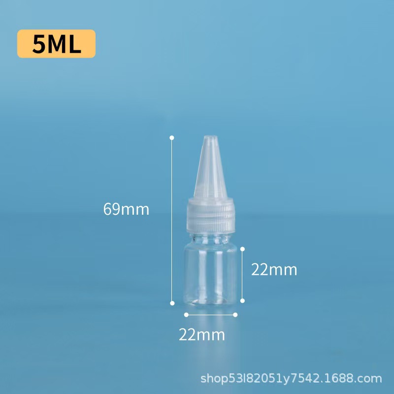 Botellas de boca puntiaguda exprimidas transparentes al por mayor al contado de 30 ML 50 ml en botellas de plástico PET en botellas vacías de pigmento de pegamento