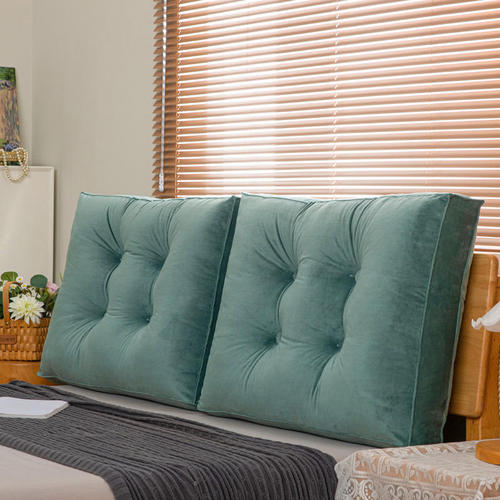 Nordic Minimalist Baby Fleece Solid Color Square Bedside Cushion with 3D Back Support, Large Backrest Cushion, Lap Pillow