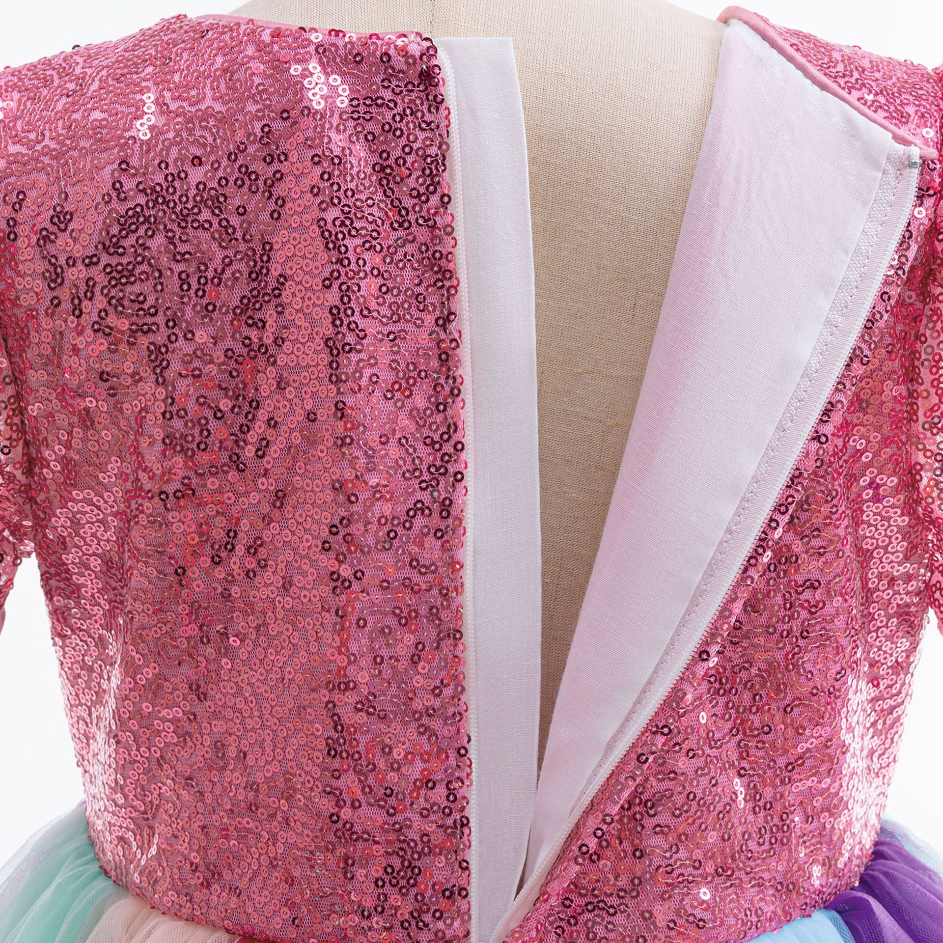 Nuevos productos transfronterizos europeos y estadounidenses de sirena princesa vestido de malla de color para niños ropa de papel de piano infantil