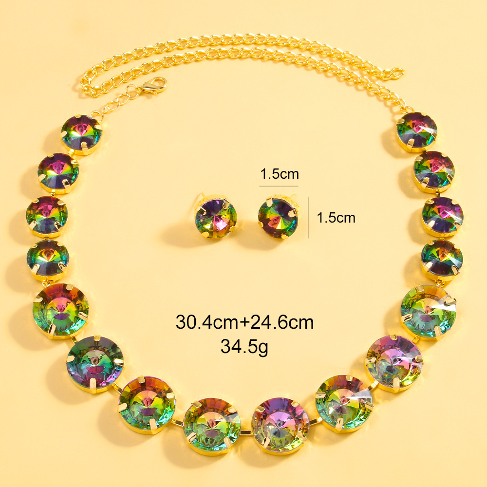 Europa y los Estados Unidos de nuevo conjunto de joyería redonda simple temperamento collar de diamante de moda pernos accesorios Joyería conjunto