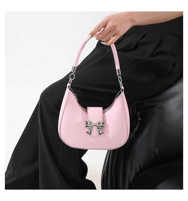 Borsa a spalla da donna versatile con fiocco e catena alla moda_voghion.com