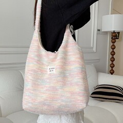 310273秋冬可爱い毛むくじゃらトートバッグ大容量学生本袋片肩キャンバスベストバッグレディース