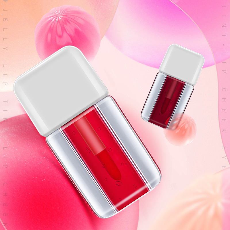 Jelly Tint Lip and Cheek Eyeshadow 3-in-1 Lip Gloss Lipstick Liquid Custom Matte Lip Dye Without Logo Lip Gloss Cross-Border