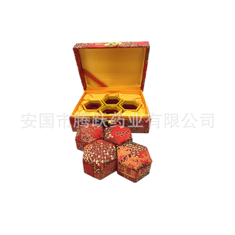 Red Brocade Gift Box Set of 4 Empty Packaging Boxes for Herbal Gifts preparation
