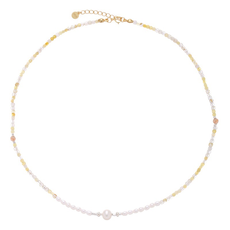 925 de plata japonesa y coreana simple moda nicho ins estilo Piedra Natural real perla roto collar de cuentas de plata para las mujeres