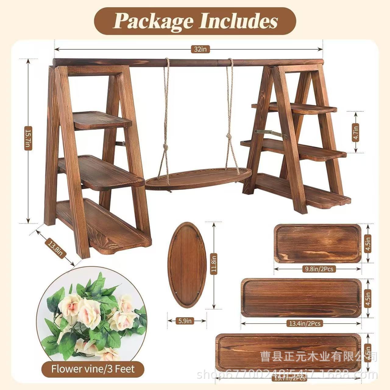 Wooden Cake and Dessert Stand, Creative Desktop Swing Cupcake Display Stand, Multifunctional Party Dessert Tray