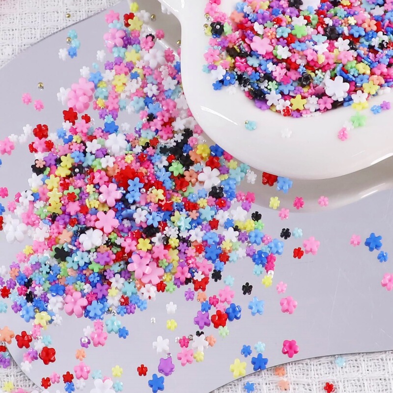 Multi-color Manicure Flower Jewelry New Mini White Five-petal Flower Cute Pink Stereo Size Flower Mixed Large