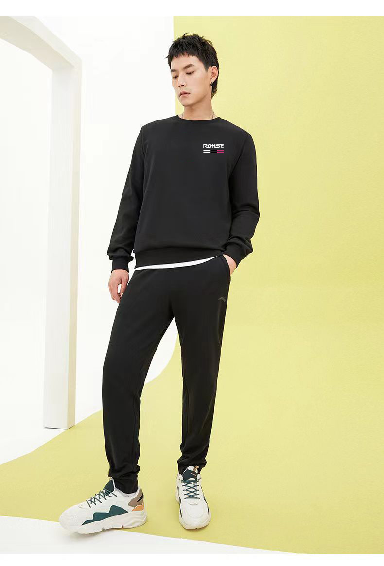 Heavy Long Sleeve Sweatshirt - Men's Solid Color Crew Neck Casual Top - Detail 7