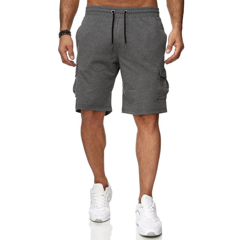 New Cross-Border Plus-Size Men's Short Sports Cargo Pants with Multiple Pockets, Fitness Shorts, Casual Knee-Length Breathable Shorts