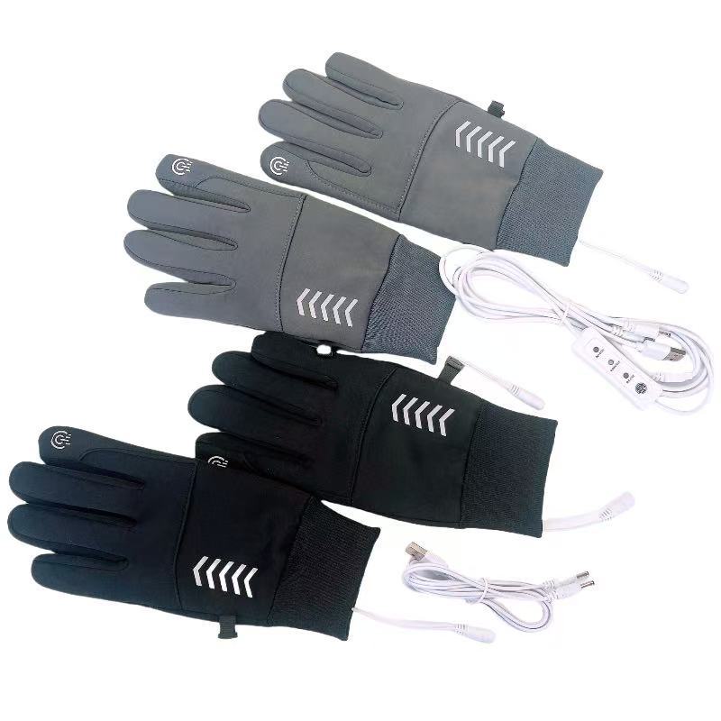 亚马逊USB电热加热手套骑行运动保暖触屏防水返光标专业发热手套