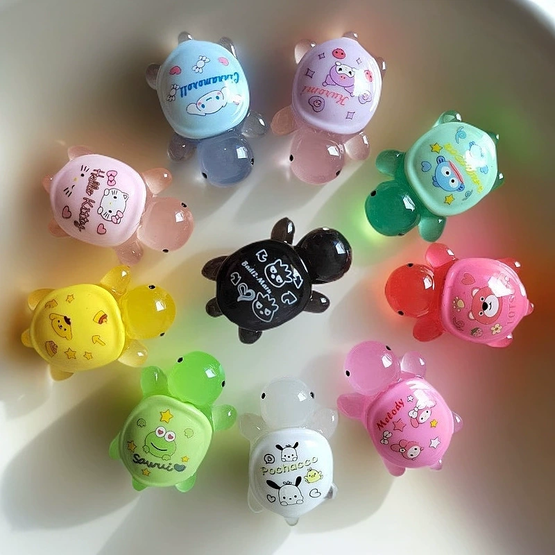 Светящиеся в темноте фигурки черепах Sanrio из смолы, подходящие к слепым коробкам и наборам-сюрпризам, детские игрушки для уличных торговцев, милые куклы