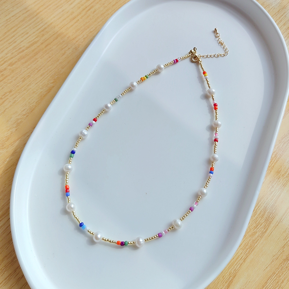 Freshwater Pearl, Copper Material Elegant Round Freshwater Pearl Copper Plating 18k Gold Plated Necklace