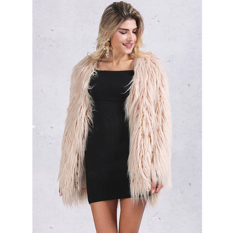 Пальто для трансграничной торговли Amazon и AliExpress: осенне-зимнее, из искусственного меха, женское, короткое, с длинными рукавами, длинноворсовое, в европейском и американском стиле.