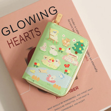 外贸热卖印花卡包学生卡通零钱包多卡位证件包女拉链卡夹工厂批发