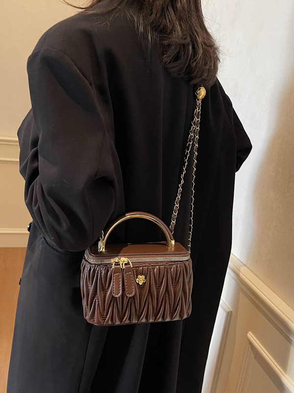 Cross-Border Women's Mini Handbag with a Chanel-Inspired Texture, New French-Style Quilted Chain Design, Suitable for Both Hand and Shoulder Use, Small Square Bag