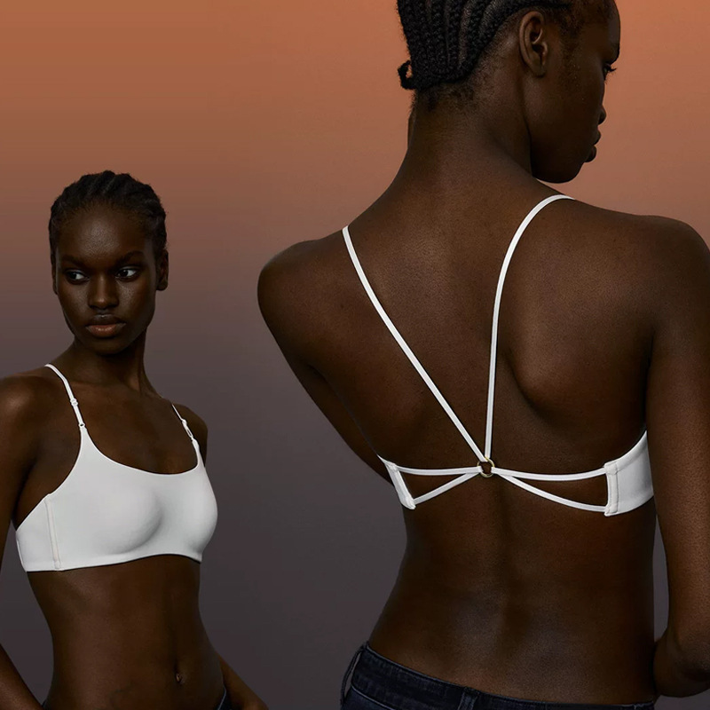 Square-neck strapless backless bra for women with small busts, sexy cross-strap design, summer thin style, large backless seamless bra Square-neck strapless backless bra for women with small busts, sexy cross-strap design, summer thin style, large backless seamless bra