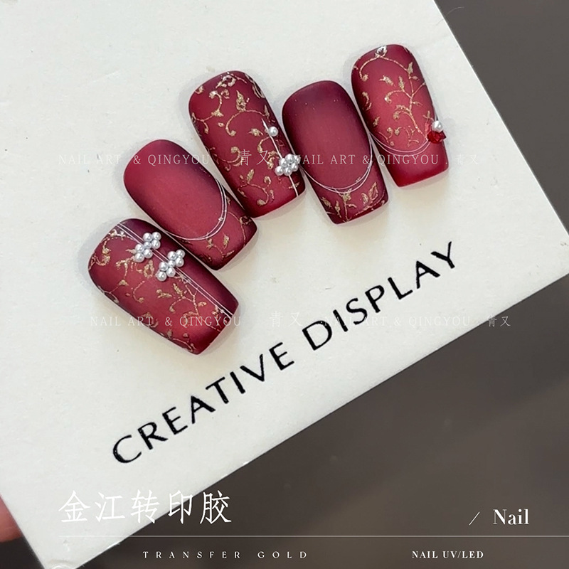 pegamento de transferencia de estampado de uñas oro caramelo fototerapia pegamento de esmalte de uñas estilo japonés lotes de llenado de transferencia de plata sello especial