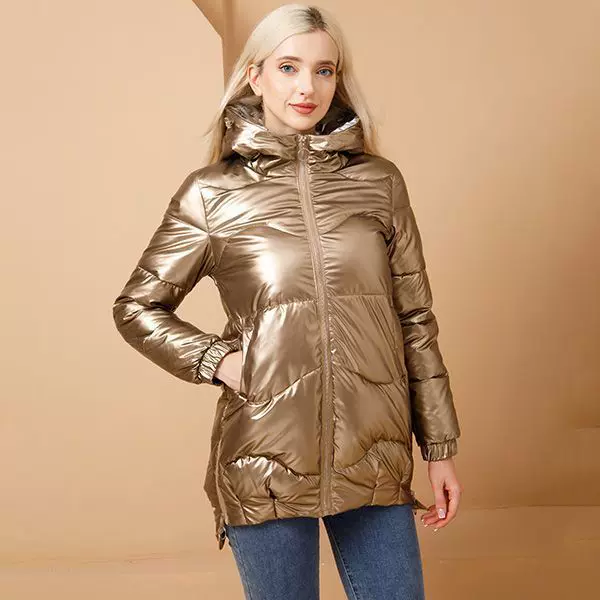 2022免洗新款冬季中长款大码棉衣女免洗羽绒棉服亮面宽松加厚外套