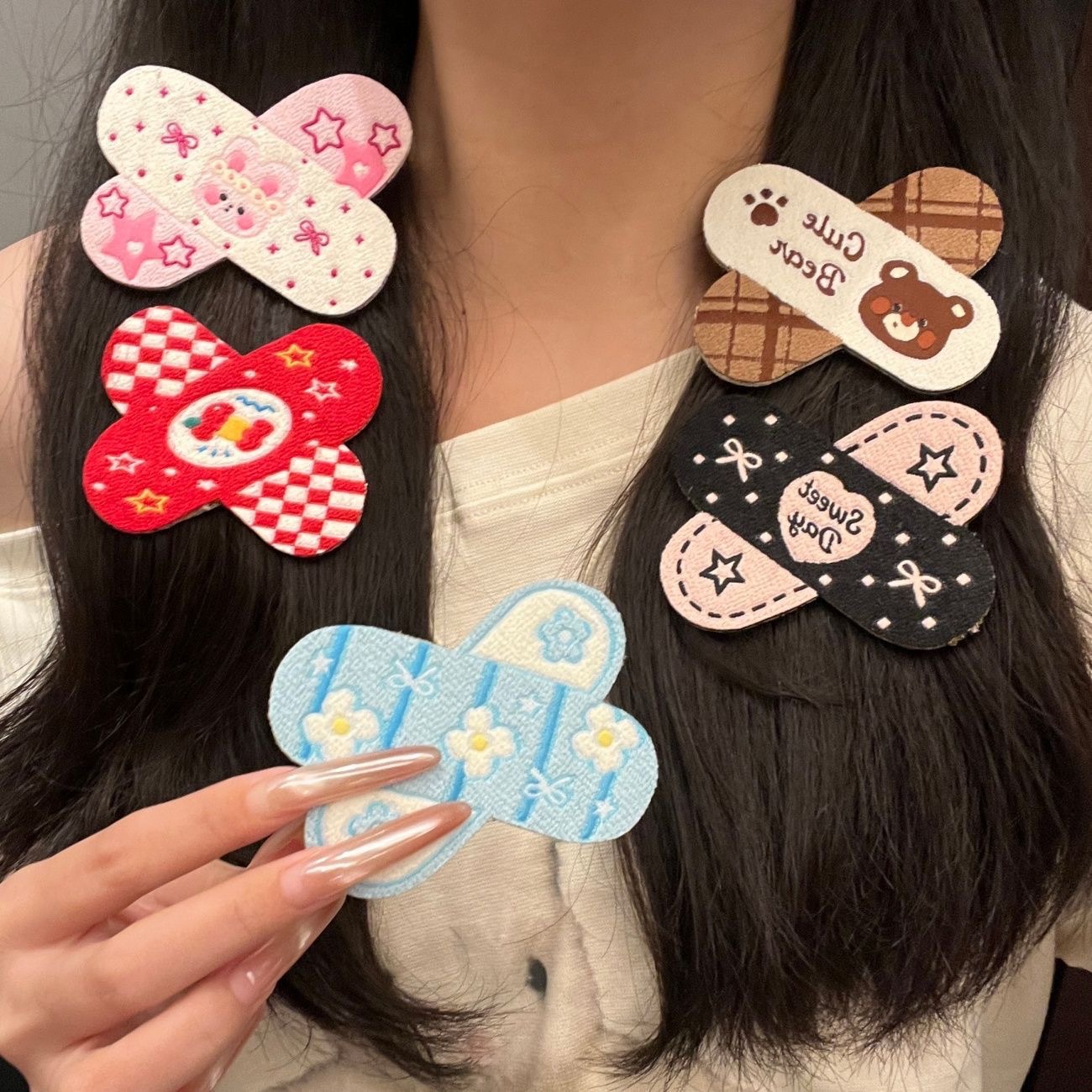 Creative 2D Band-Aid Magic Tape, Cute and Fresh for Girls, Seamless Bangs Sticker for Tidying and Organizing Hair