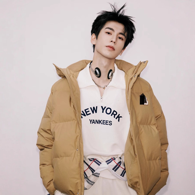 2025 New Mlb Zhang Linghe's Same Style Yankees Short White Duck down Jacket for Men and Women, Same Style for Couples
