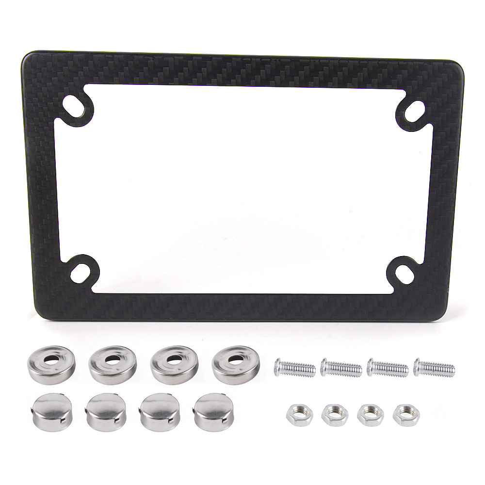 Us Standard 4-Hole Motorcycle License Plate Frame, Matte Dry Carbon License Plate Frame, Us Standard License Plate Holder Modification Accessories