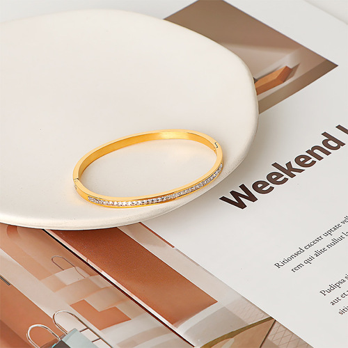 Live broadcast gift fashion half circle full diamond bracelet rose gold non-fading light luxury simple titanium steel bracelet for women