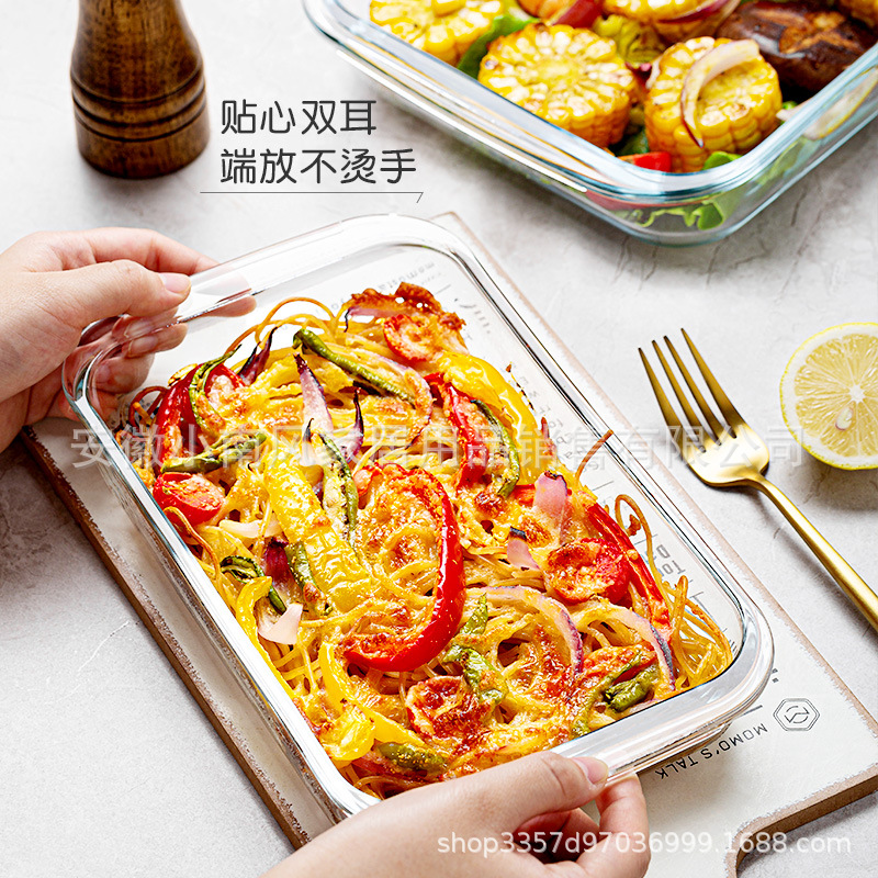 alta borosilicona resistente a altas temperaturas placa de horno de vidrio rectangular horno doméstico microondas refrigerador congelado al vapor placa de pescado asado