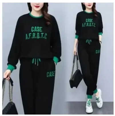 Ladies' Spring Autumn Sportswear Set Loose and Slimming Fashion Casual Trendy Hoodie Two-Piece Set for Plus Size