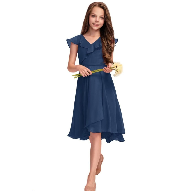 Amazon AliExpress independent website foreign trade princess dress chiffon V-neck dress children's Banquet Ball dress